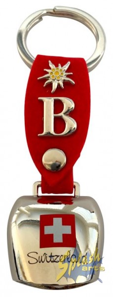 Schweizer Glocke Anhänger silber/rot B