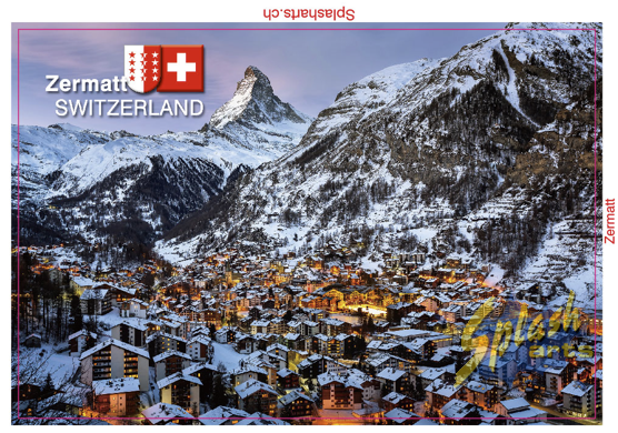 Aimant d'image - Zermatt, village et Cervin, de jour