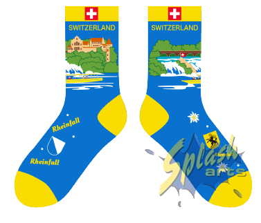 Socken – Rheinfall Blau/Gelb (36–41)
