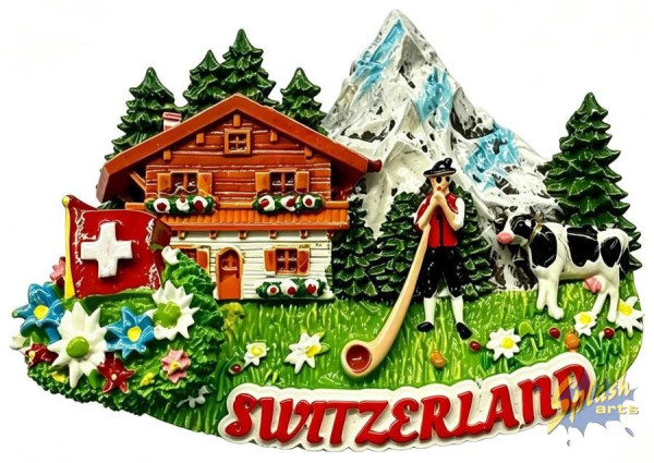 Aimant - Suisse avec drapeau suisse sur ressort