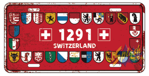 License Plate Vintage - Switzerland, rot