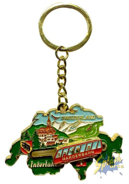 Schlüsselanhänger - Interlaken mit Harderbahn, Metall, farbig