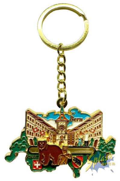 Schlüsselanhänger - Bern mit Bären, Metall, farbig