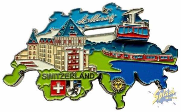 Magnet - Umriss St. Moritz mit beweglicher Gondel