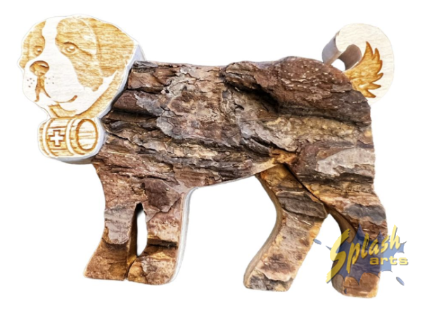 Souvenir en bois - Figurine de chien Saint-Bernard en bois
