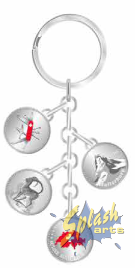 Keychain - 4 x Coins, Silver, Switzerland 2