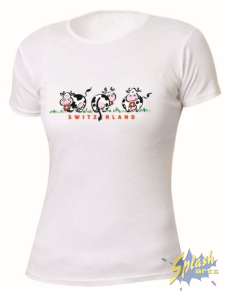 T-Shirt 3 Swiss cows, Weiss