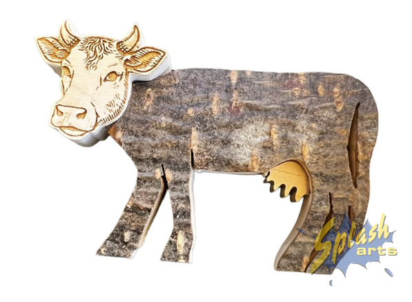Souvenir en bois - Petite figurine de vache en bois