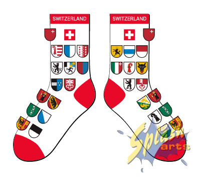 Chaussettes – Armoiries cantonales suisses blanches/rouges (36–41)