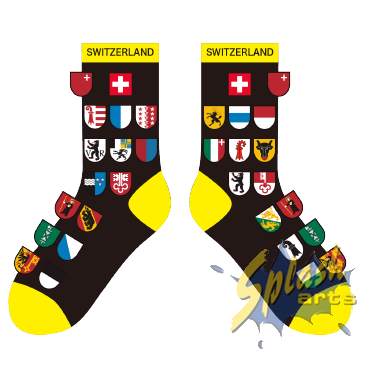 Chaussettes – Armoiries cantonales suisses noir/jaune (41–46)