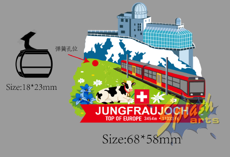 Magnet - Jungfraujoch mit Gondel an Feder