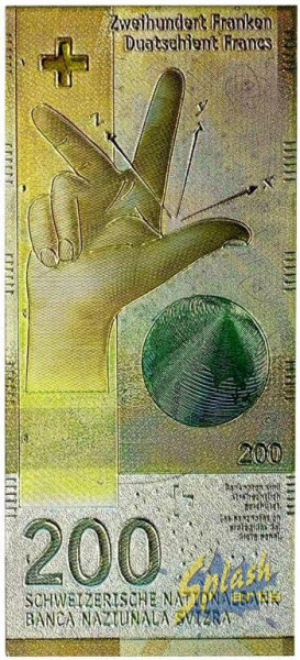 Aimant en métal - Billet de banque suisse de 200 CHF