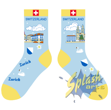 Chaussettes – Zurich Bleu clair/Jaune (41–46)