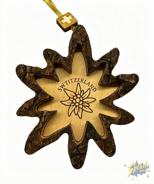 Wooden souvenir - Edelweiss (10cm x 10cm)
