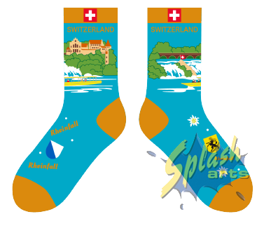 Socken – Rheinfall Blau/Braun (36–41)
