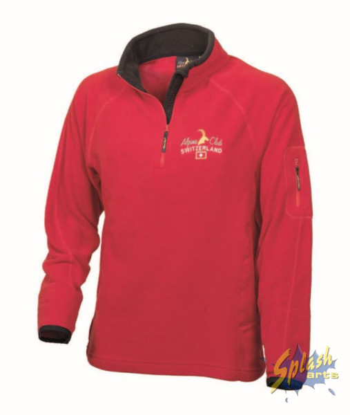 Fleece Pullover, soft, embroidery red