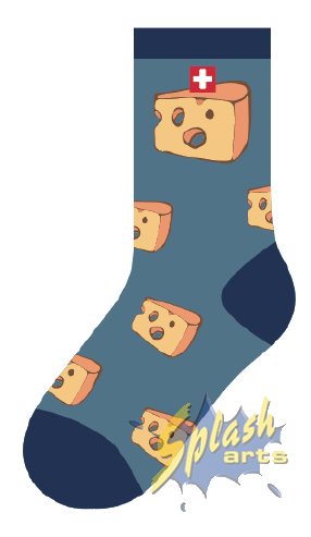 Chaussettes – Fromage suisse, bleu (Enfants 30–35)