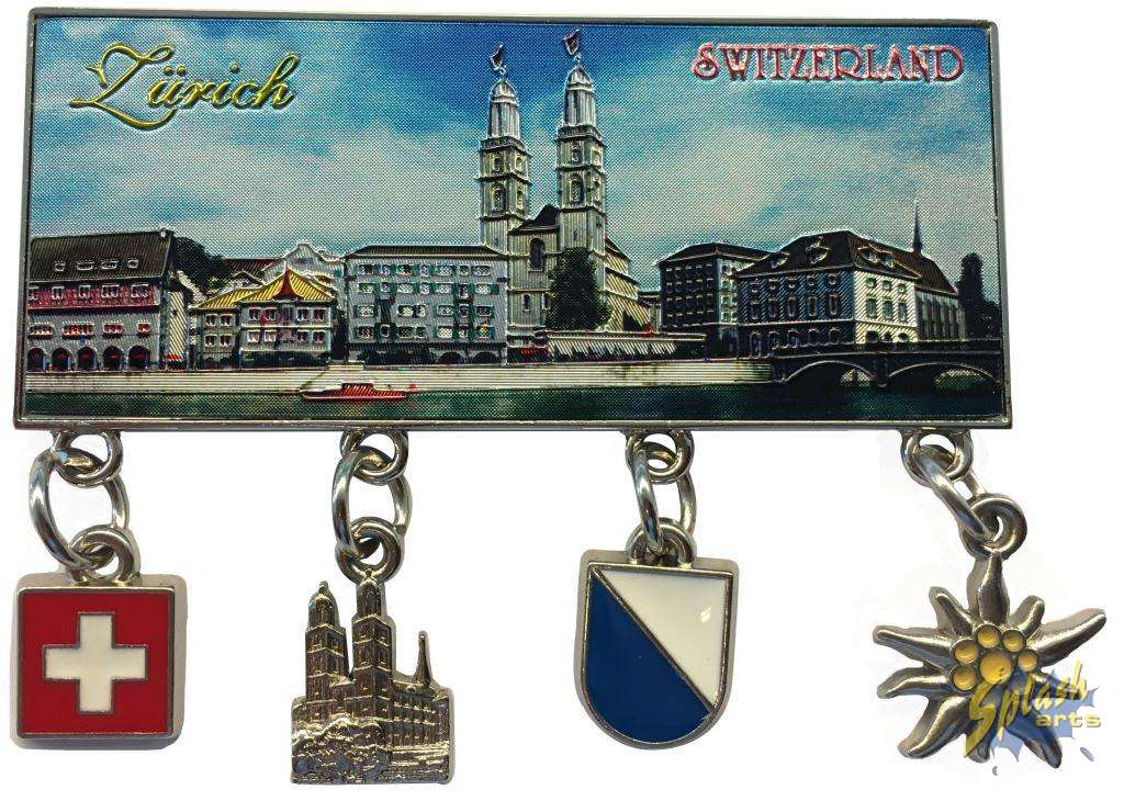 Zürich mit Bild und Anhänger Metall