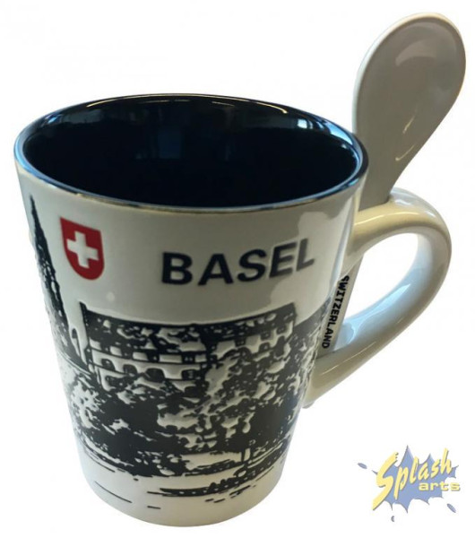 Tasse - Basel Relief mit Löffel