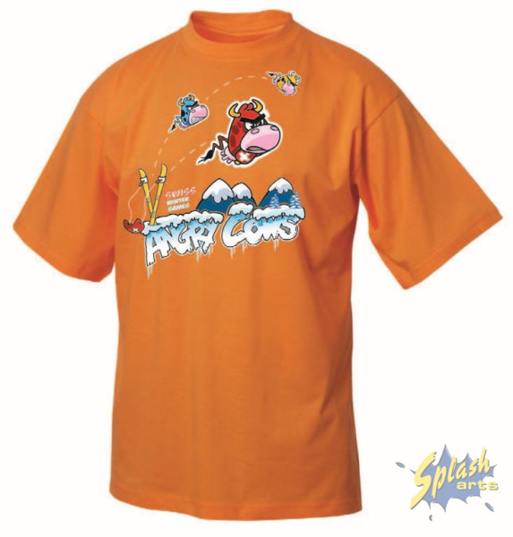 T-Shirt Angry cows, Orange