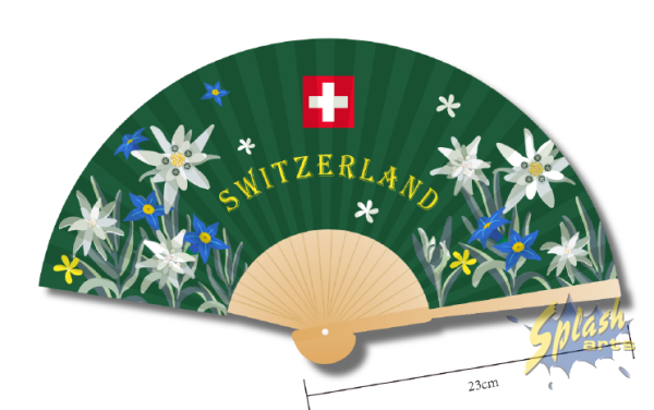 Hand fan - Switzerland, Edelweiss