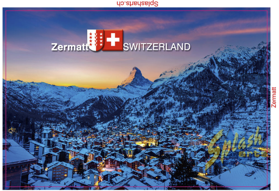 Aimant d'image - Zermatt, village et Cervin, le soir