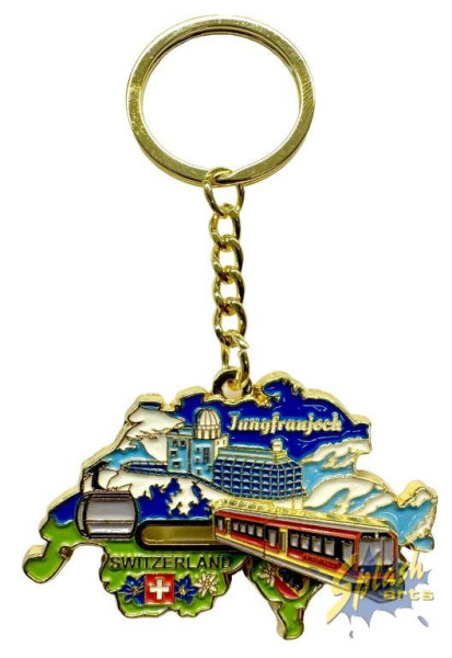 Schlüsselanhänger - Jungfraujoch mit Zug, Metall, farbig