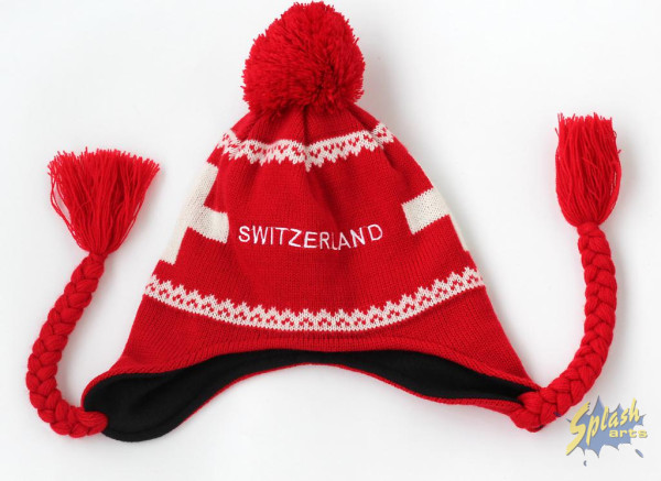 winter Hat Switzerland cross red