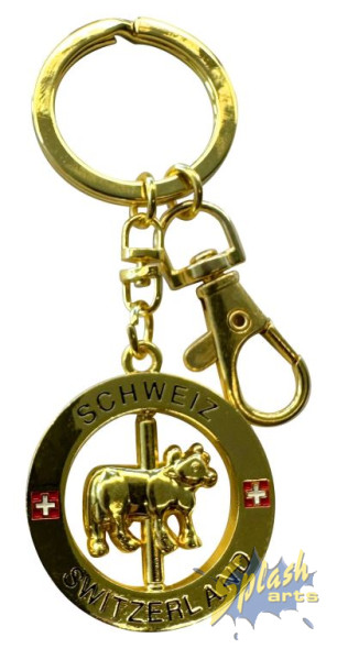 Cow key ring gold
