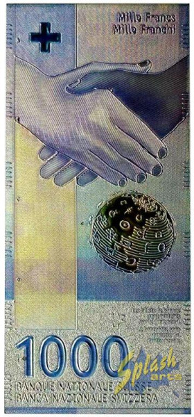 Aimant en métal - Billet de banque suisse de 1 000 CHF